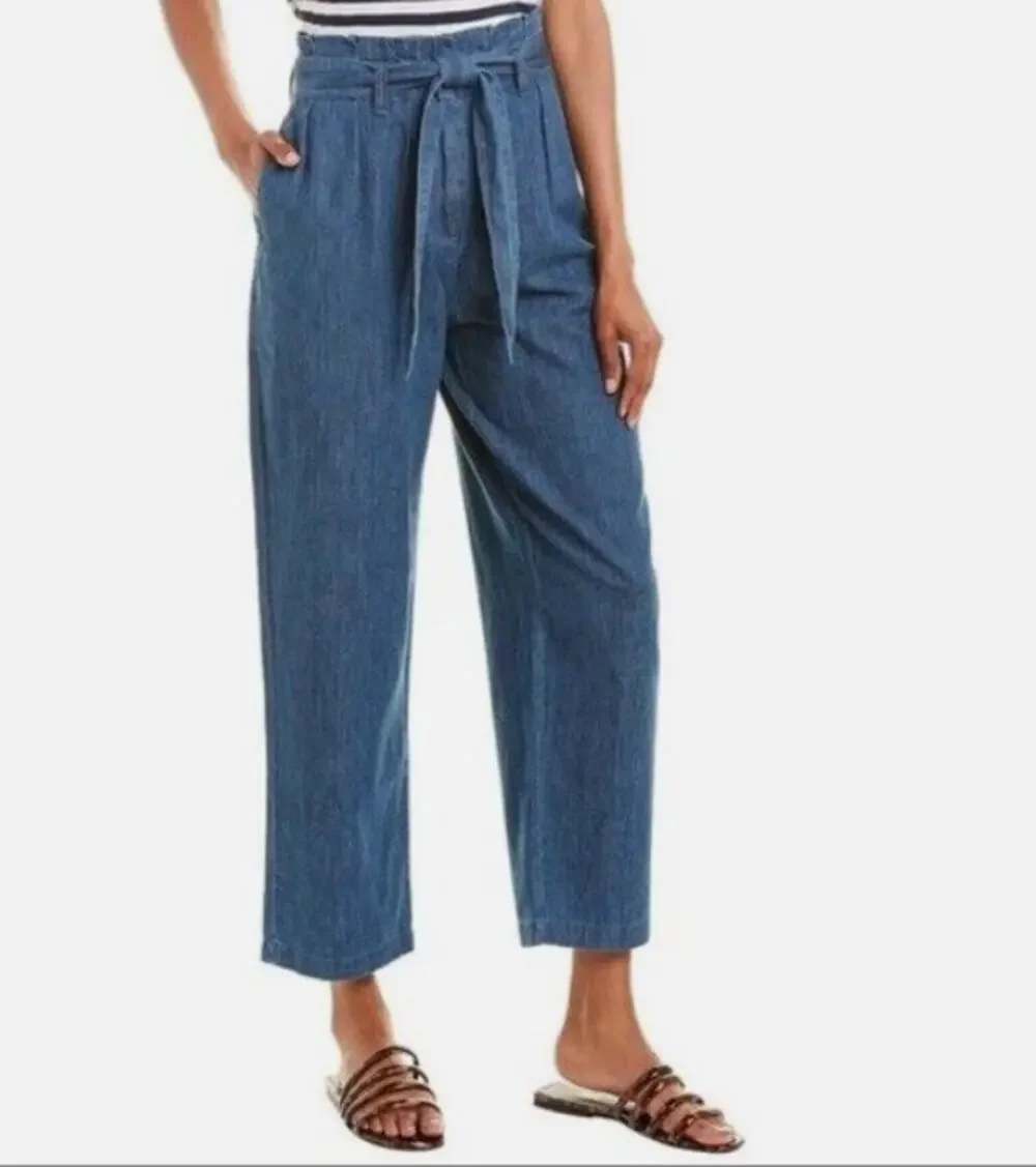 J. CREW NWT Paperbag Tie Waist Ankle Jean Pants in Chambray  // 2
